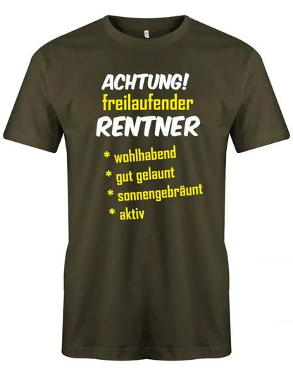 Achtung freilaufender Rentner - Geschenk zum Ruhestand - Herren Shirt
