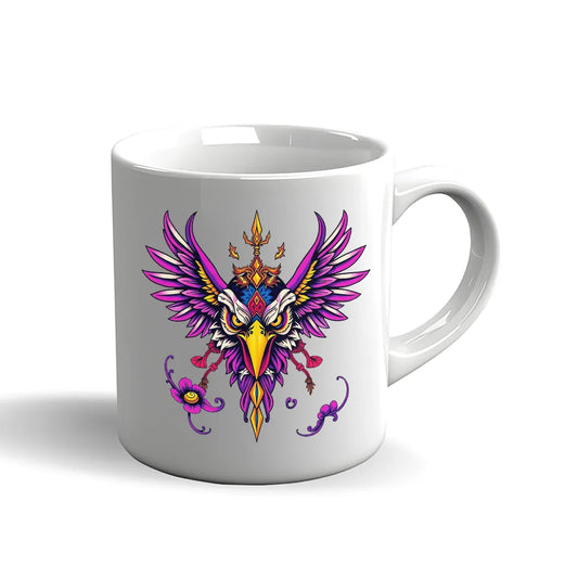 Adler Tasse – Tribal Design mit leuchtenden Farben