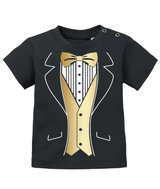 Anzug Smoking Design mit Fliege Baby T-Shirt