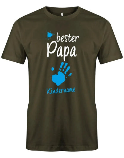 Bester Papa Farbklecks Kind 1 Handabdruck Wunschname - Papa Shirt Herren