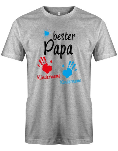Bester Papa Farbklecks Kinder 2 Handabdruck Wunschname - Papa Shirt Herren