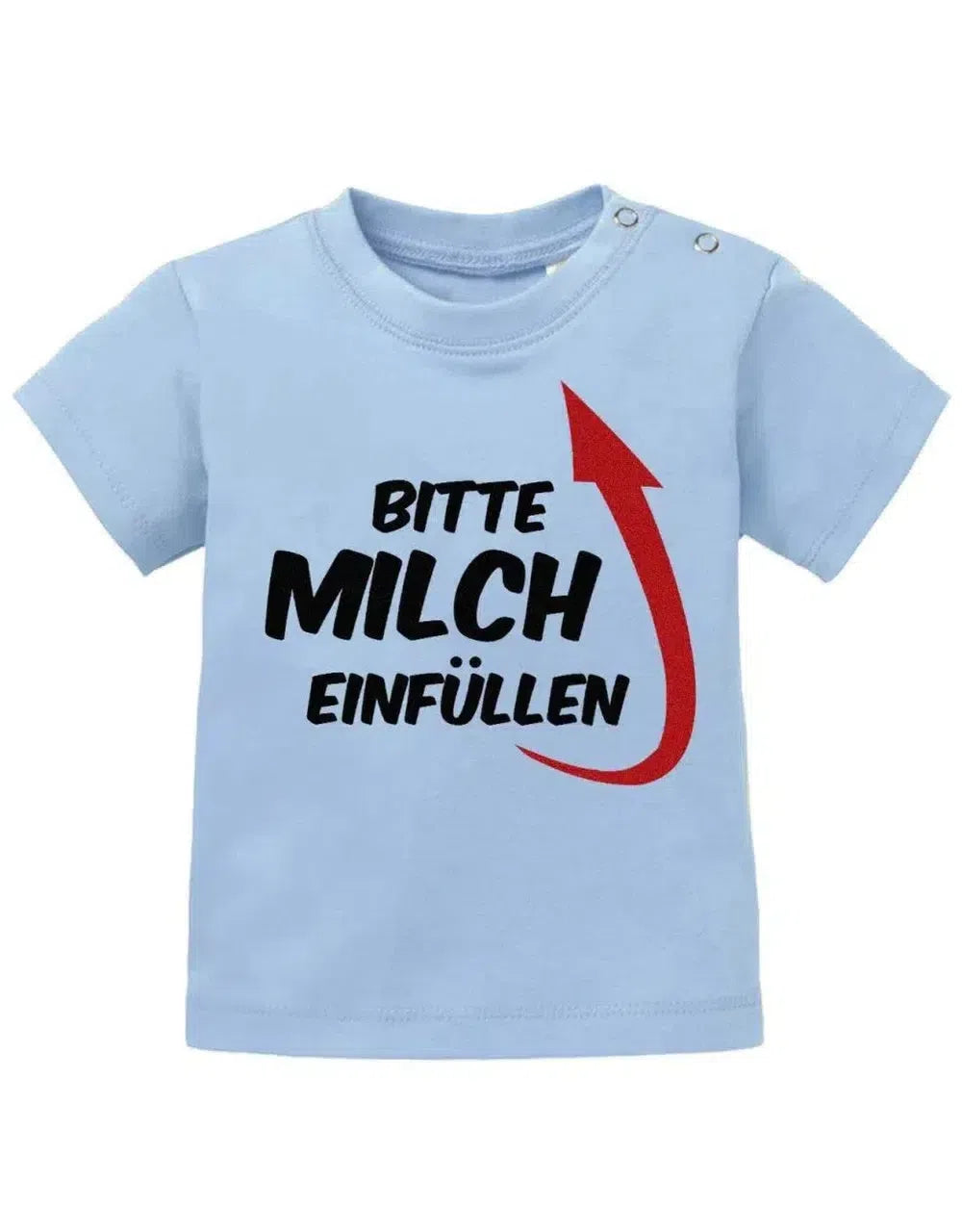 Bitte Milch einfüllen mit Pfeil zum Kopf - Baby T-Shirt