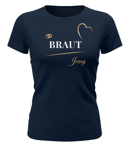 Braut T Shirt blau Damen – JGA Shirt personalisiert mit Wunschname