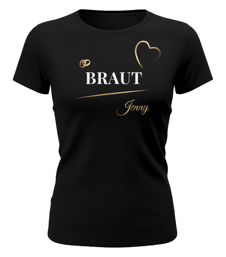 JGA Braut Shirt Damen – personalisiert mit Name Junggesellinnenabschied