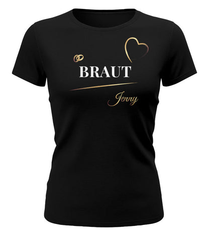 JGA Braut Shirt Damen – personalisiert mit Name Junggesellinnenabschied