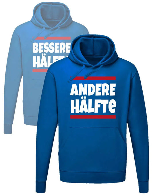 Couple Hoodie für Partner Bessere Hälfte oder Andere Hälfte Block Style