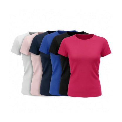 Damen T-Shirts einfarbig in Basic Rundhals, Farbauswahl