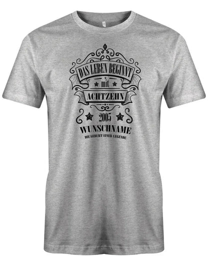 Das Leben beginnt mit 18 2005 Wunschname - 18 Geburtstag Shirt Junge