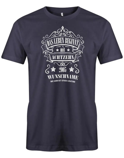 Das Leben beginnt mit 18 2005 Wunschname - 18 Geburtstag Shirt Junge