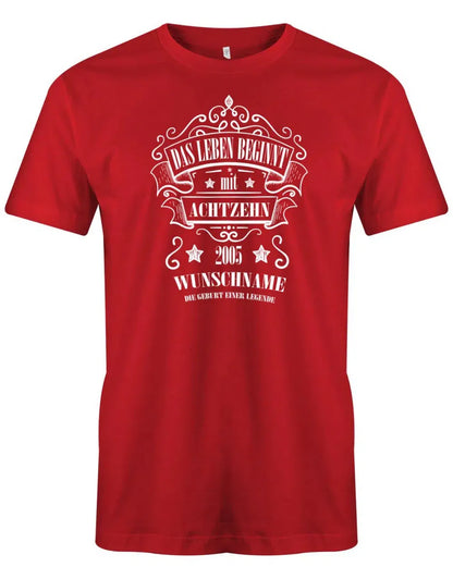 Das Leben beginnt mit 18 2005 Wunschname - 18 Geburtstag Shirt Junge