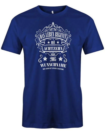 Das Leben beginnt mit 18 2005 Wunschname - 18 Geburtstag Shirt Junge