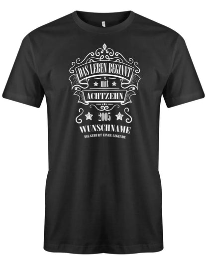 Das Leben beginnt mit 18 2005 Wunschname - 18 Geburtstag Shirt Junge