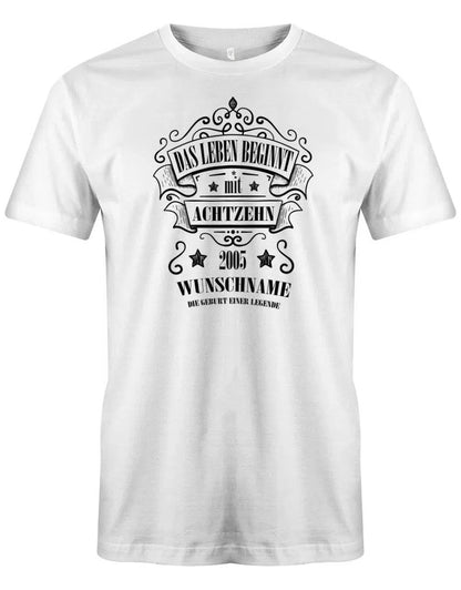 Das Leben beginnt mit 18 2005 Wunschname - 18 Geburtstag Shirt Junge