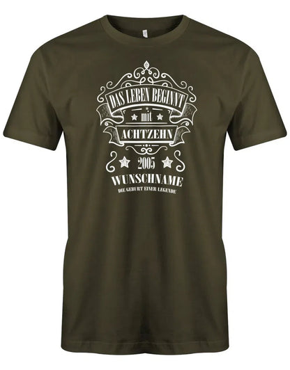 Das Leben beginnt mit 18 2005 Wunschname - 18 Geburtstag Shirt Junge