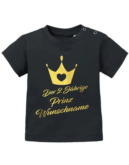 Der 2 jährige Prinz mit Wunschname - Geburtstag Shirt 2 - Baby T-Shirt