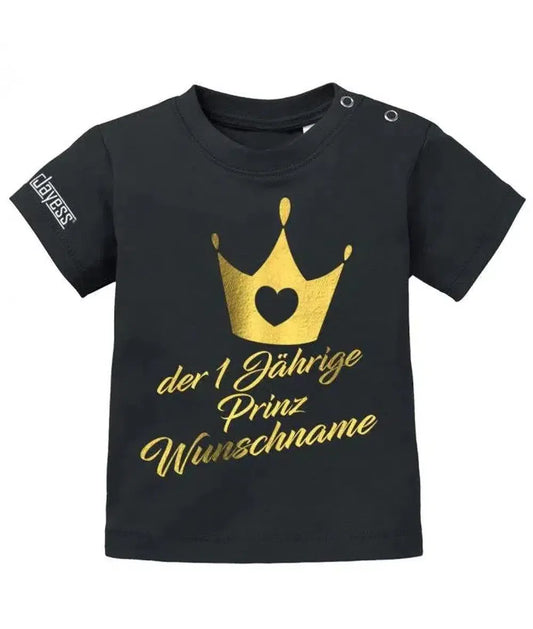 Der einjährige Prinz - 1 - personalisiert mit Name - Jungen - Baby Shirt