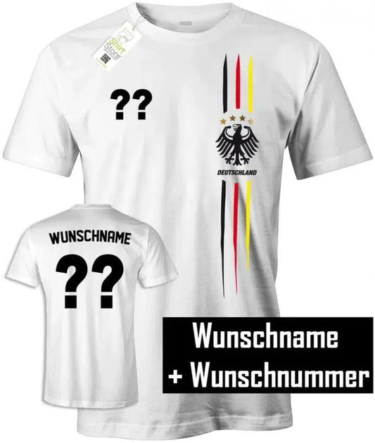 Deutschland Stripes lang - Wunschname und Wunschnummer - Herren T-Shirt