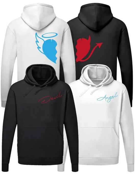 Devil and Angel Teufel und Engel Couple Partner Hoodie