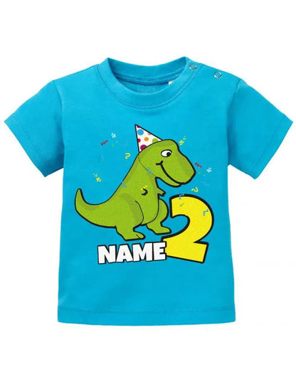 Dino mit Wunschname 2 Geburtstag - Geburtstag Shirt 2 Baby T-Shirt