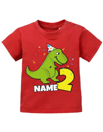 Dino mit Wunschname 2 Geburtstag - Geburtstag Shirt 2 Baby T-Shirt