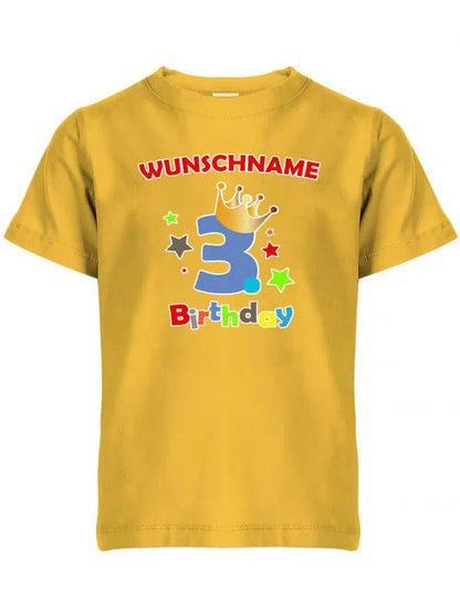 Dritter 3 Birthday mit Wunschname Junge - Kinder T-Shirt