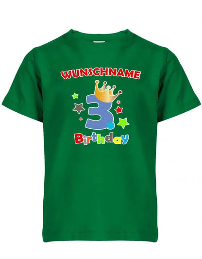 Dritter 3 Birthday mit Wunschname Junge - Kinder T-Shirt