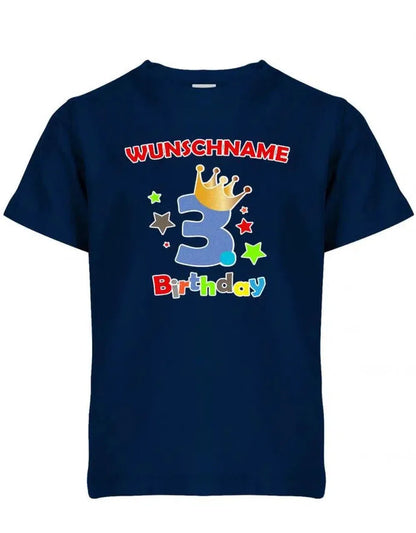 Dritter 3 Birthday mit Wunschname Junge - Kinder T-Shirt