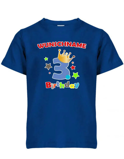 Dritter 3 Birthday mit Wunschname Junge - Kinder T-Shirt