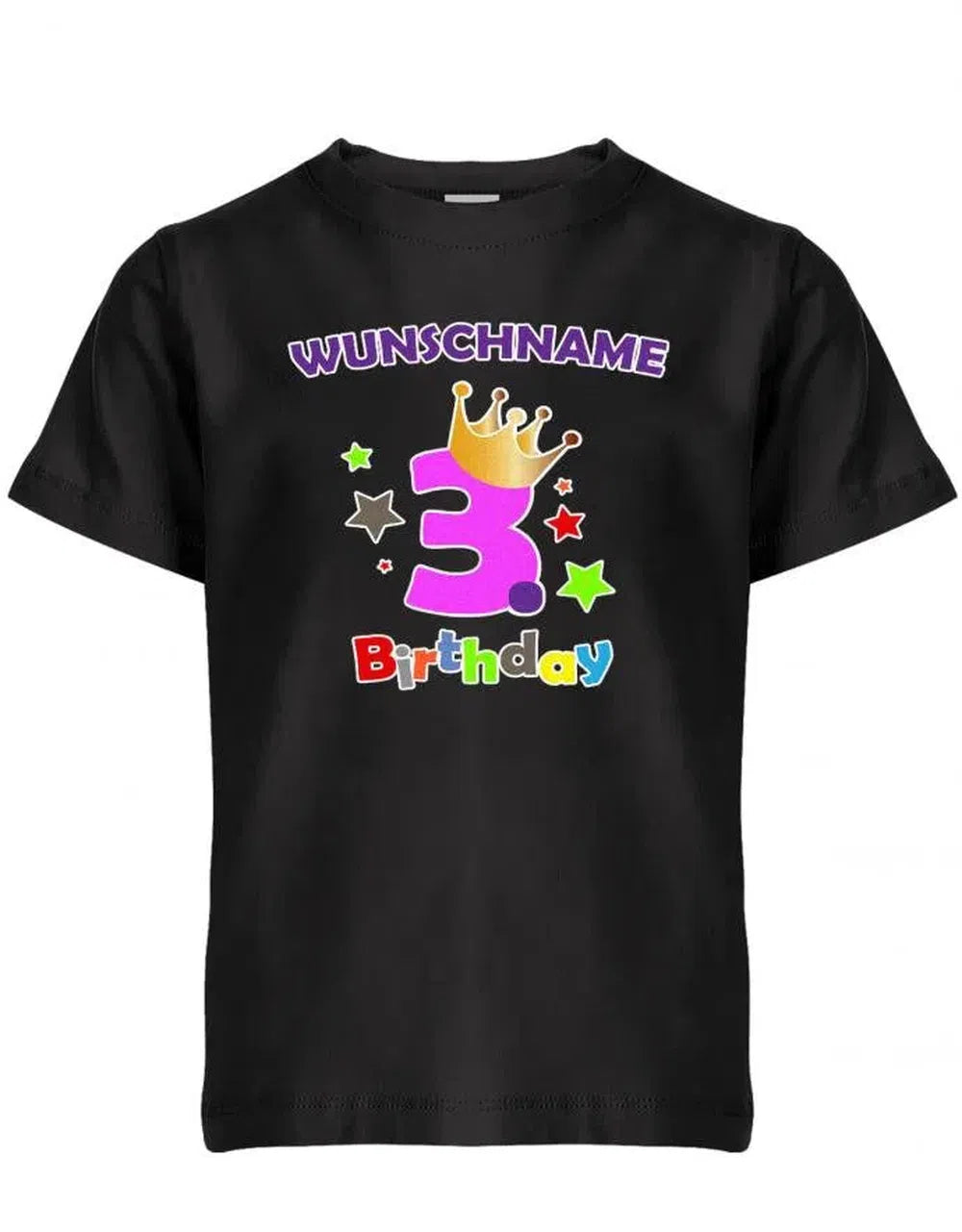 Dritter 3 Birthday mit Wunschname Mädchen - Kinder T-Shirt