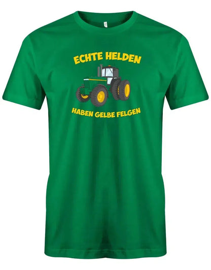 Echte Helden haben gelbe Felgen Landwirt Traktor - Herren T-Shirt