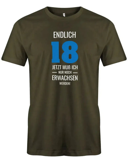 Endlich 18 jetzt nur noch Erwachsen werden - 18 Geburtstag Shirt Junge