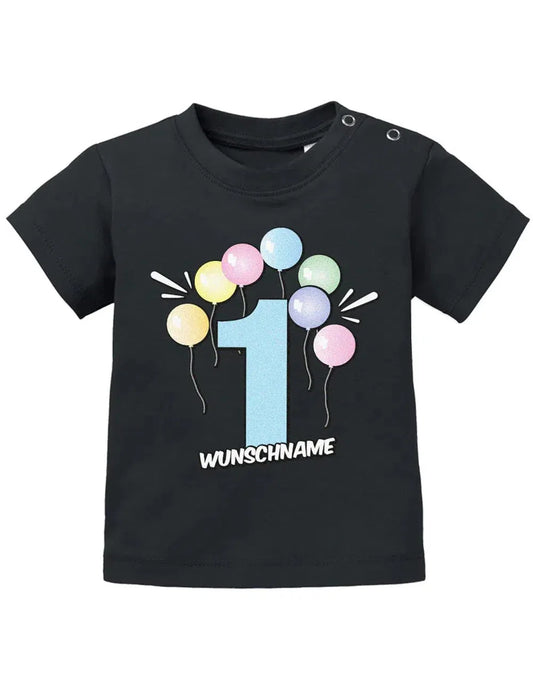 Erster Geburtstag Pastell Luftballons personalisiert mit Name für Junge und Mädchen Baby Shirt