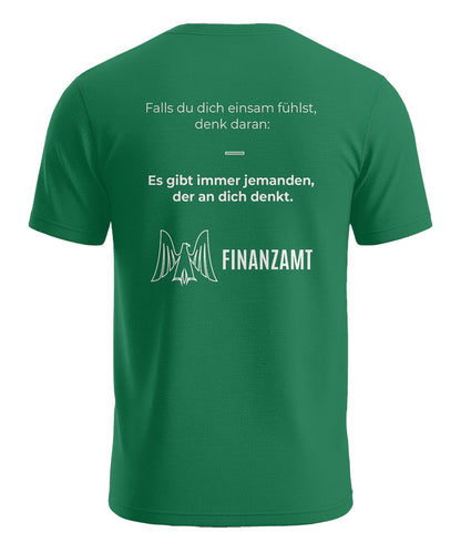 Das Finanzamt denkt an dich lustiges Herren T-Shirt mit Rückenmotiv in Grün