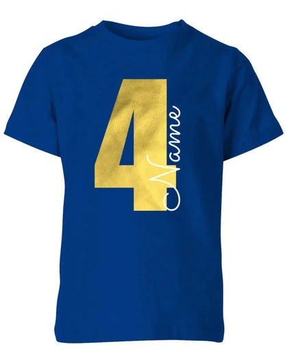 Geburtstags T-Shirt 4 Jahre Junge und Mädchen Goldene 4 mit Namen