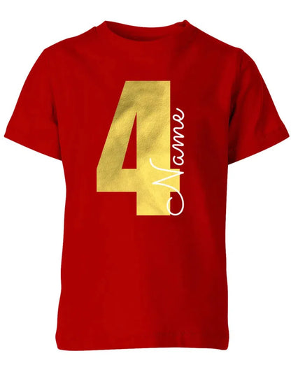 Geburtstags T-Shirt 4 Jahre Junge und Mädchen Goldene 4 mit Namen