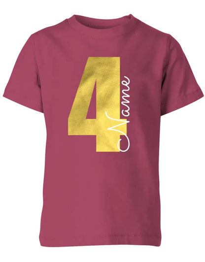 Geburtstags T-Shirt 4 Jahre Junge und Mädchen Goldene 4 mit Namen