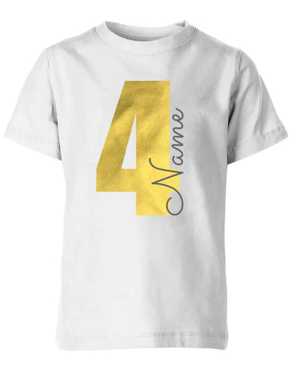 Geburtstags T-Shirt 4 Jahre Junge und Mädchen Goldene 4 mit Namen