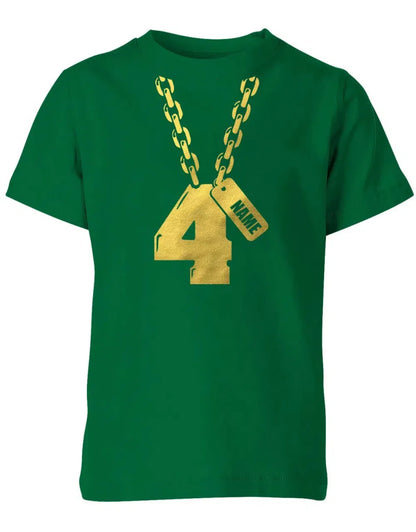 Geburtstags T-Shirt 4 Jahre Junge und Mädchen Goldene Kette 4 mit Name