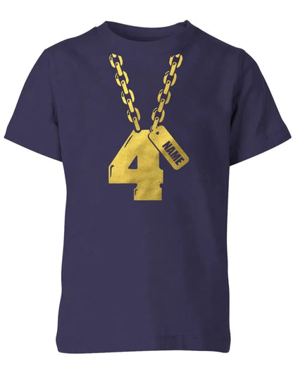 Geburtstags T-Shirt 4 Jahre Junge und Mädchen Goldene Kette 4 mit Name
