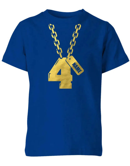 Geburtstags T-Shirt 4 Jahre Junge und Mädchen Goldene Kette 4 mit Name