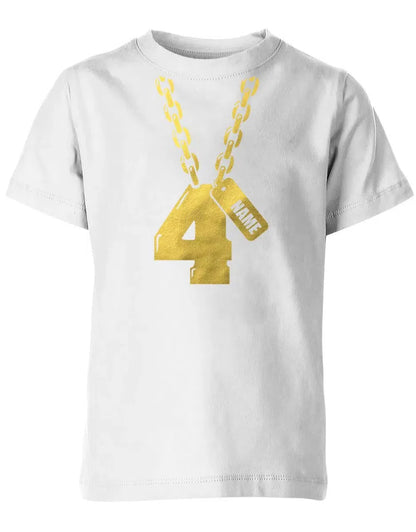 Geburtstags T-Shirt 4 Jahre Junge und Mädchen Goldene Kette 4 mit Name