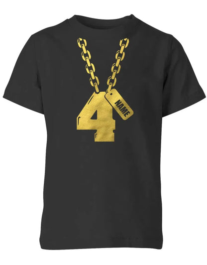 Geburtstags T-Shirt 4 Jahre Junge und Mädchen Goldene Kette 4 mit Name