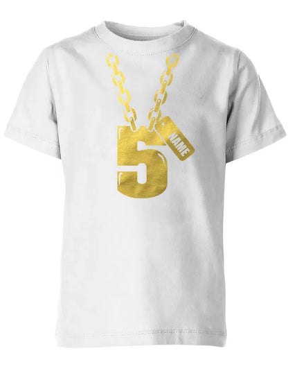 Geburtstags T-Shirt 5 Jahre Junge und Mädchen Goldene Kette 5 mit Name