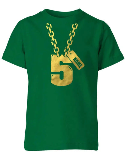 Geburtstags T-Shirt 5 Jahre Junge und Mädchen Goldene Kette 5 mit Name