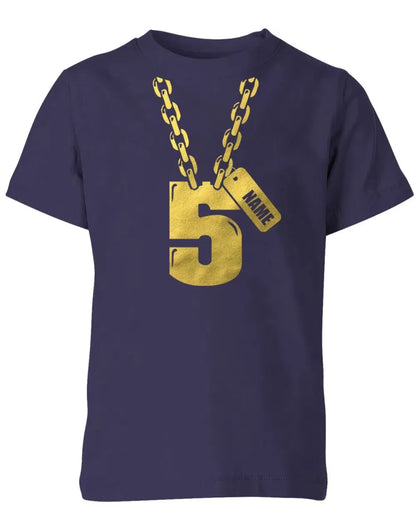 Geburtstags T-Shirt 5 Jahre Junge und Mädchen Goldene Kette 5 mit Name