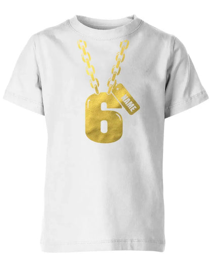 Geburtstags T-Shirt 6 Jahre Junge und Mädchen Goldene Kette 6 mit Name