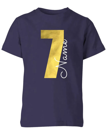 Geburtstags T-Shirt 7 Jahre Junge und Mädchen Goldene 7 mit Namen