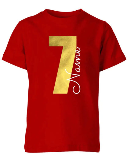 Geburtstags T-Shirt 7 Jahre Junge und Mädchen Goldene 7 mit Namen