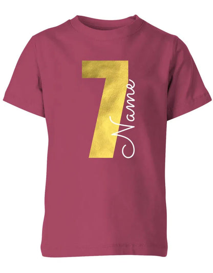Geburtstags T-Shirt 7 Jahre Junge und Mädchen Goldene 7 mit Namen