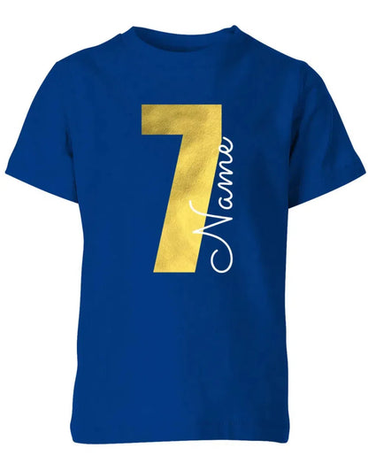 Geburtstags T-Shirt 7 Jahre Junge und Mädchen Goldene 7 mit Namen